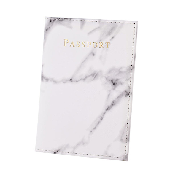 Passpass passeringsholder hvit marmor skinn lær gull hvit