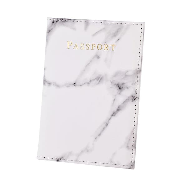 Passport Case Pass Holder Hvid Marmor Læder Læder Guld hvid