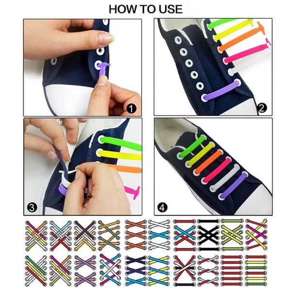 Elastic Laces Silikon - For alle slags sko hvite hvit
