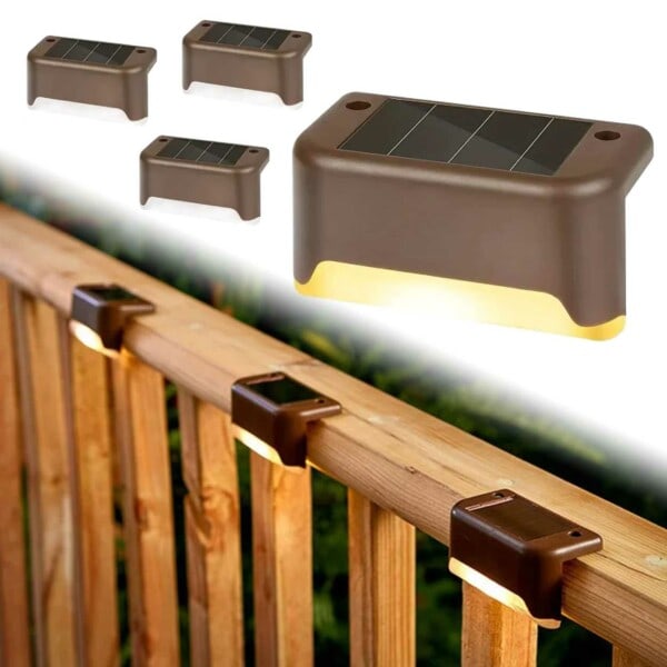 4-Pack aurinkovalaistus portaisiin, parvekkeisiin ja kaiteisiin Ruskea ruskea