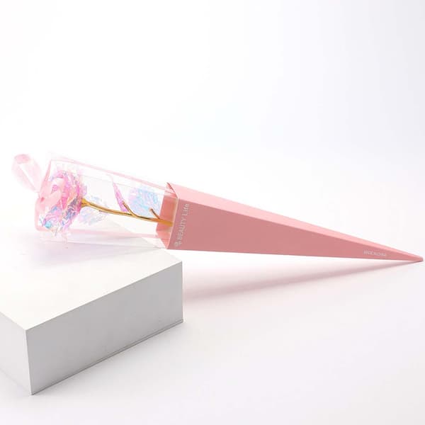 Evighetsrose i gaveeske – Gull Krystall Rosa med LED-belysning