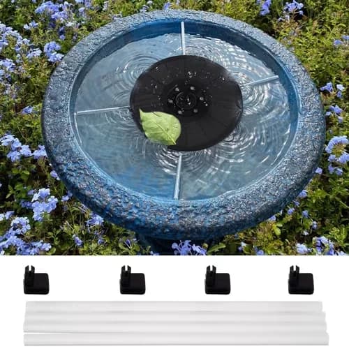Stort solcelledrevet springvand | Batteri og RGB belysning | 16 cm sort