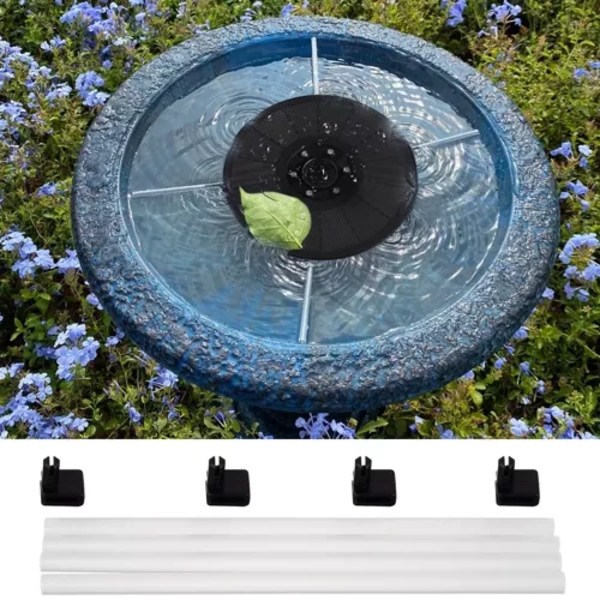 Suuri aurinkoenergialla toimiva suihkulähde | Akku ja RGB-valaistus | 16 cm musta
