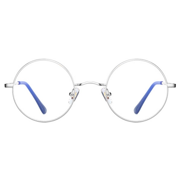 Runde metalcomputerbriller med blåt lysfilter uden styrke sølv sølv