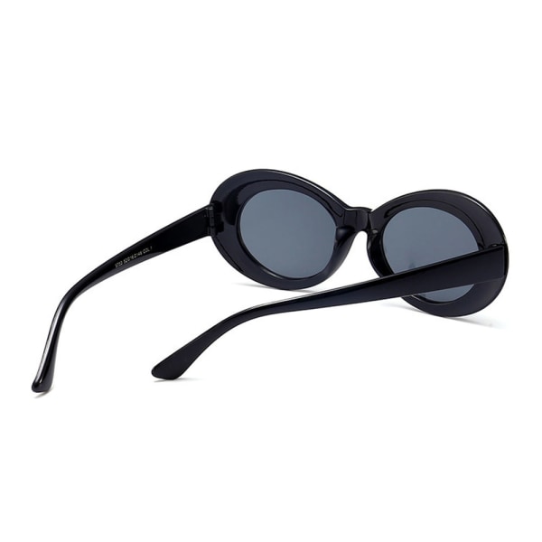 Sort stor rund retro solbriller sort glas sort