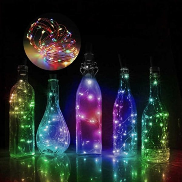 2-pack LED Ljusslinga Lampor Belysning för Flaskor Dekoration flerfärgad