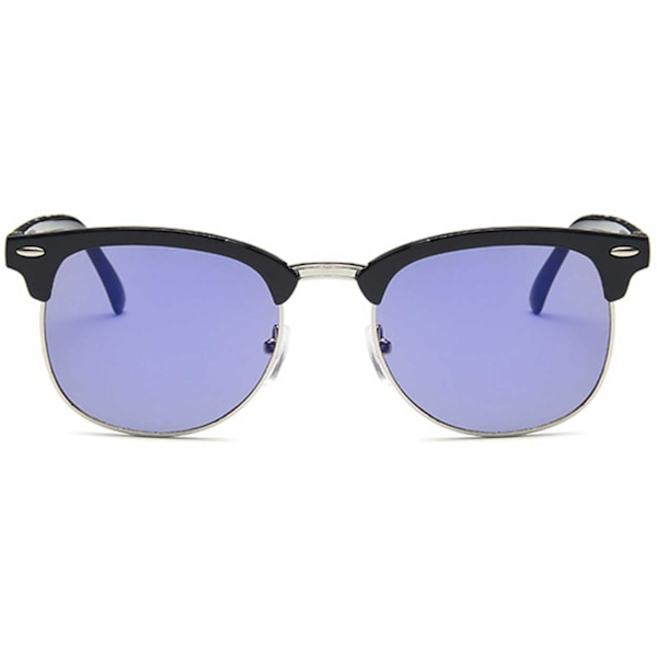 Black Clubmaster solbriller Blue Mirror Glass + Senile ledning svart