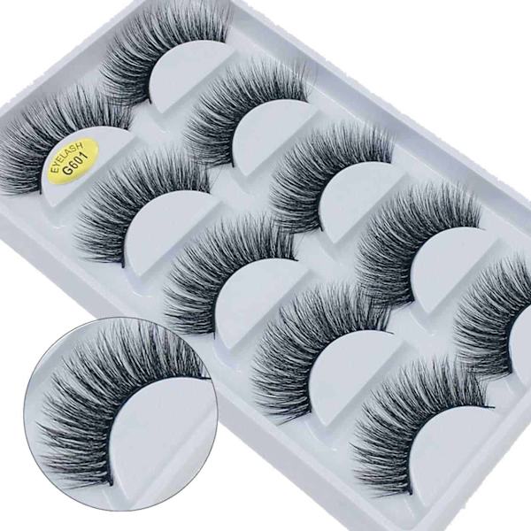 5 -Pair med øjenvipper - 3d faux mink - G601 sort sort