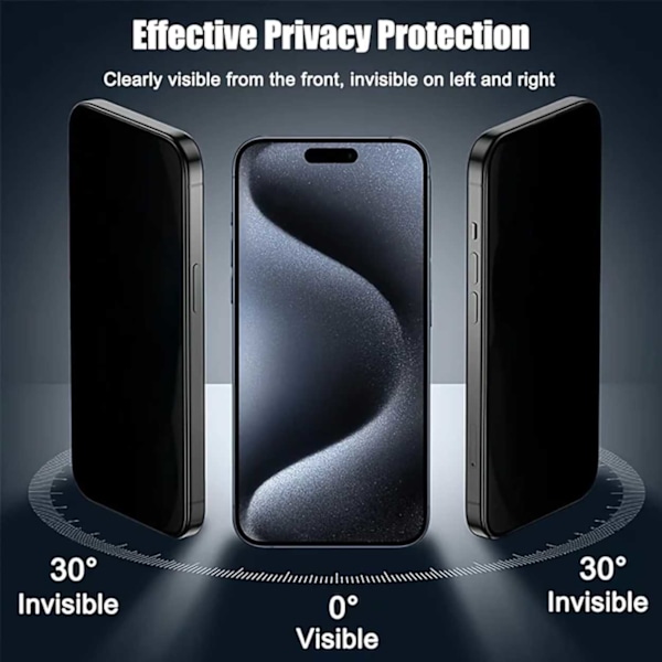 2-pack iPhone 13 Privacy Näytönsuoja Full Coverage HD Tempered Glass läpinäkyvä