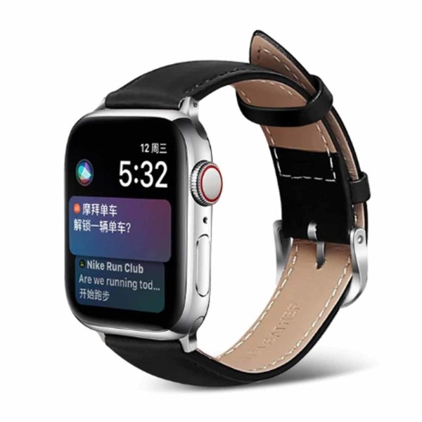 Apple Watch 38/40/41 1/2/3/4/5/6/6/7/SE sorte læder armbånd skins sort