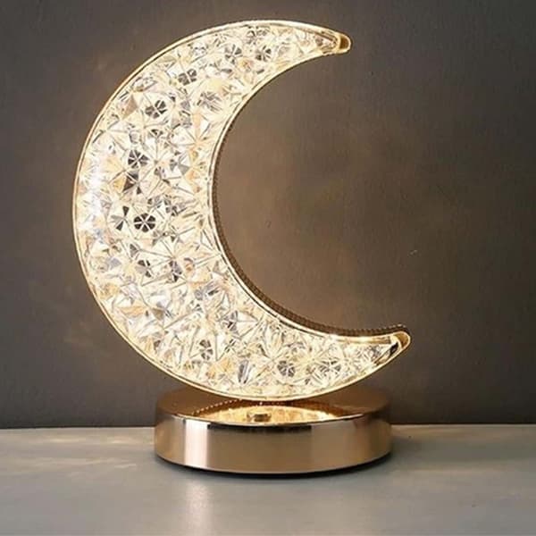 Uppladdningsbar Bordslampa Kristall Måne LED RGB guld