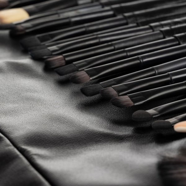 Professionella Sminkborstar | Makeupborstar Set med 24 Delar svart