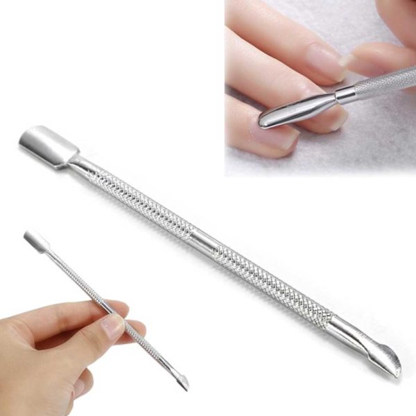 Cuticle Pusher 2-i-1 negleværktøj rustfrit stål sølv sølv