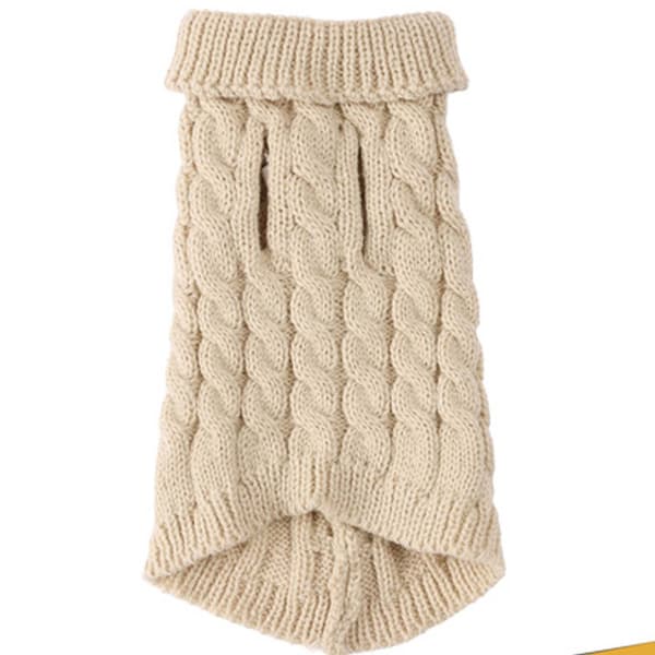 Stickad Tröja för Hund och Katt S Beige