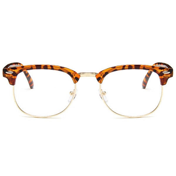 Leopard Clubmaster Glasögon utan Styrka Klarglasögon brun