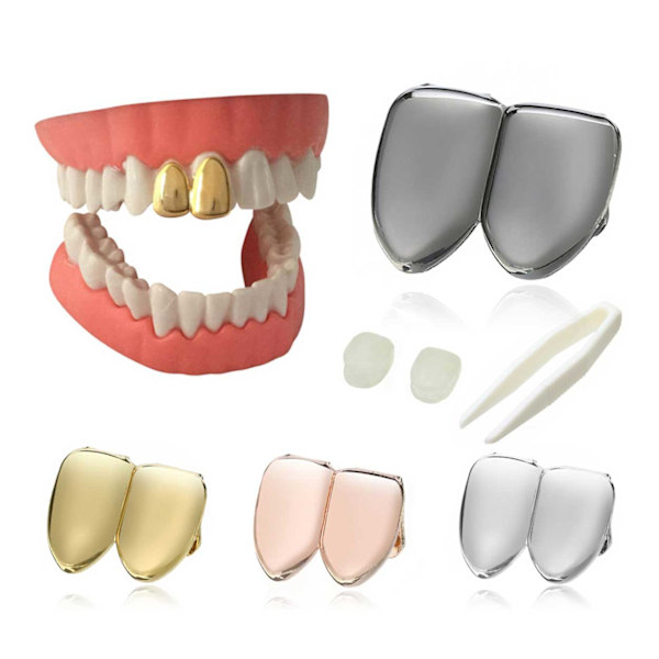 Grillz Hip Hop Black Double Dental Bling GoldTand A $ AP sort