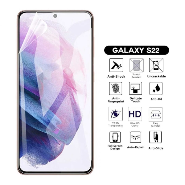 Heltäckande Galaxy S22 Skärmskydd Nanoedge Skyddsplast transparent