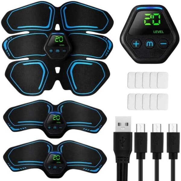 Oppladbar EMS Magetrener Biceps Butt muskelstimulator svart