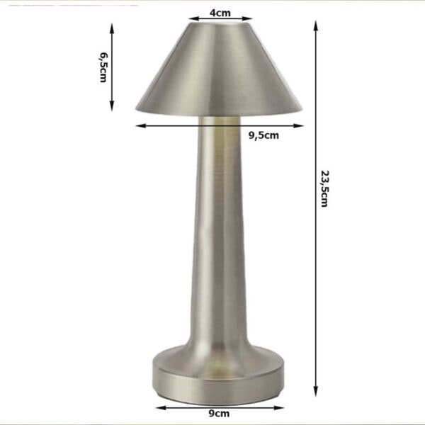 Retro oppladbar metall bordlampe dimmer gull