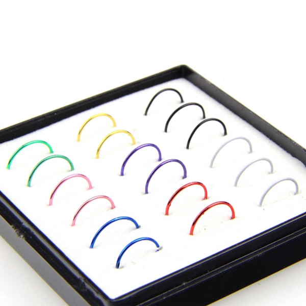 18-pack Fake Piercing Öron Läpp Näsring Septum Läppring flerfärgad