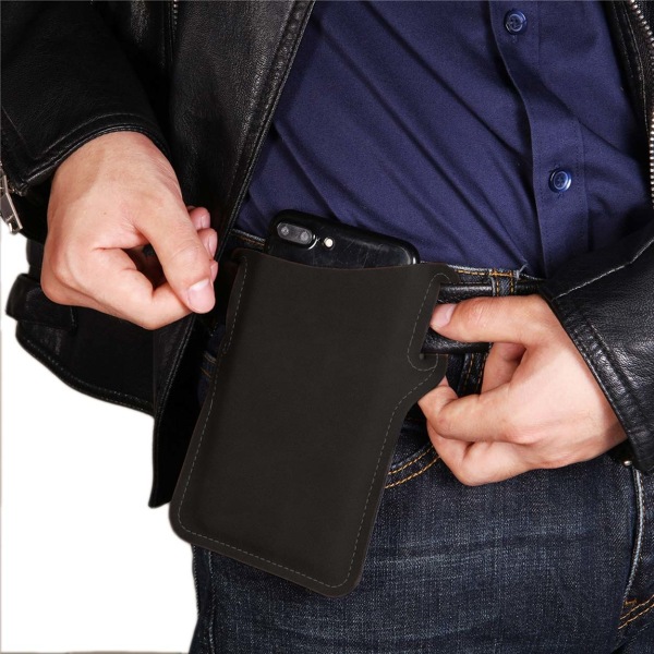 Bälteshållare för Mobiltelefon i Läder - Svart svart