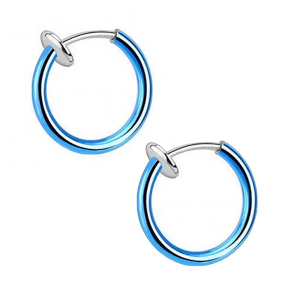 2-pakke blå falsk piercing uden hul næse ring septum læbe ring blå
