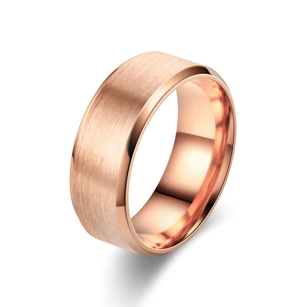 Borstad Ring Rostfritt Stål 8mm Roséguld 10