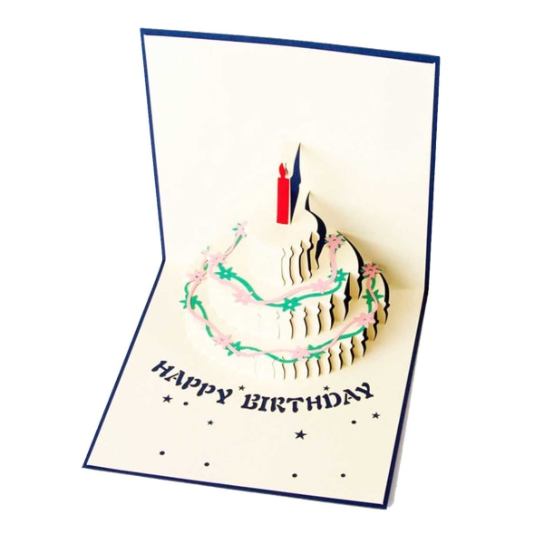 3D Födelsedagskort Gratulationskort Happy Birthday blå
