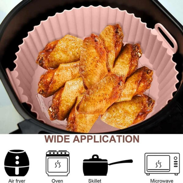 Återanvändningsbar Silikonform för Air Fryer Luftfritös Silikonskål grå