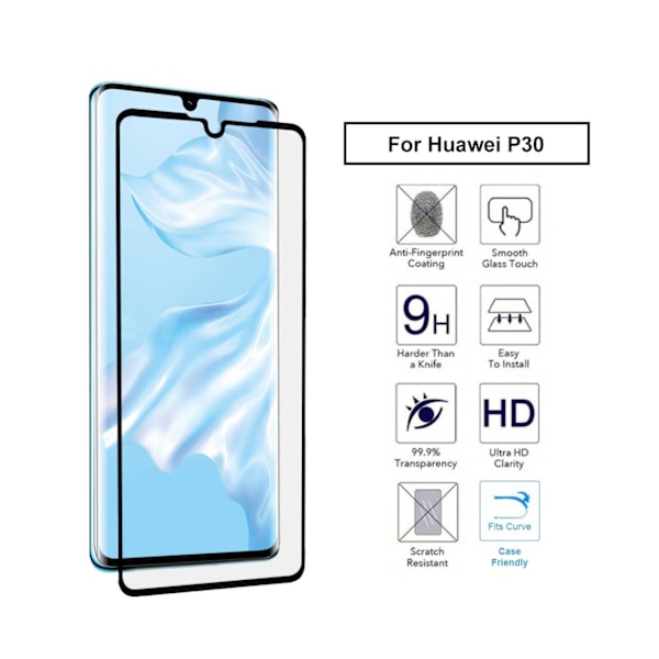 Huawei P33 Omfattende HD Screen Protector Carbon Fiber Temmered Glass sort