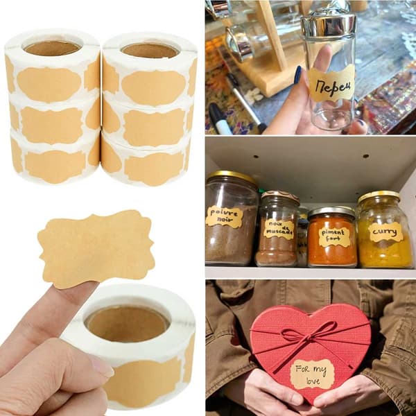 250st Kraft Paper Labels til dåser, gaver + blyant brun