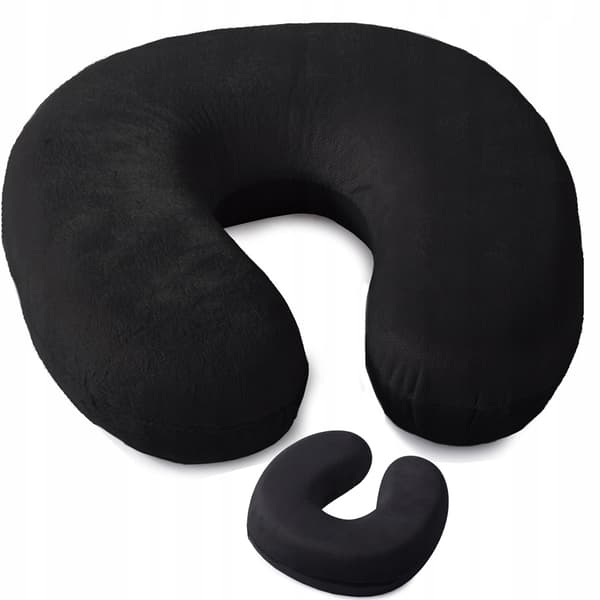 Resekudde Memory Foam – Nackkudde för Bil, Flyg & Resor – Svart