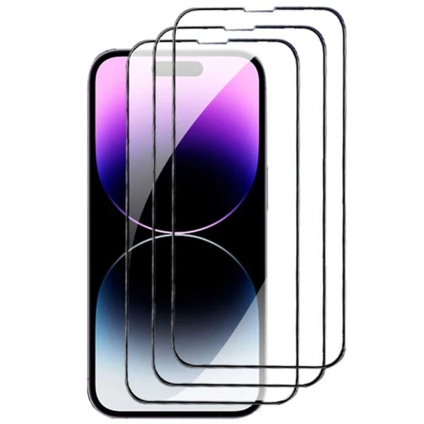 3-Pack iPhone 14 Pro Max Härdat Glas Skärmskydd Kolfiber svart
