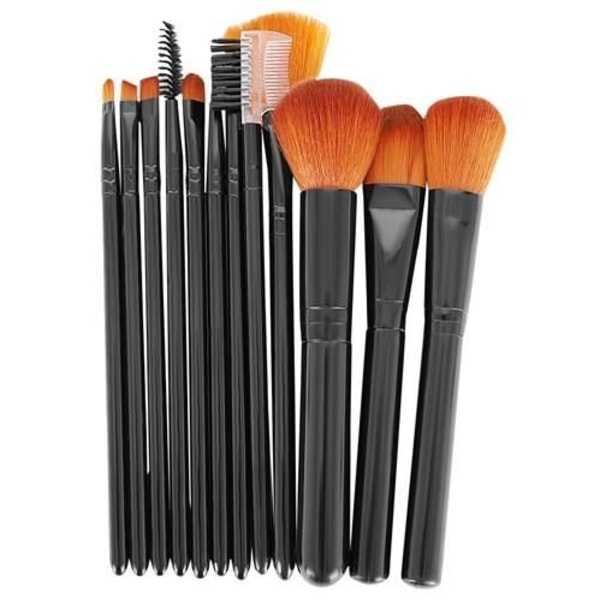 Makeup børster 12-pak med etui sort