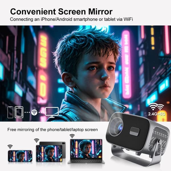 Android 11 LCD-projektor 200 ANSI-lumen Full HD 1920x1080 WiFi LED