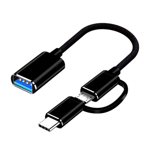 2-i-1 USB-C Micro USB OTG Adapter Android svart