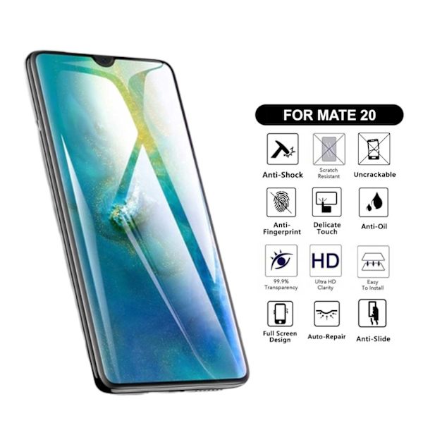 Heltäckande Huawei Mate 20 Skärmskydd Nanoedge Skyddsplast transparent