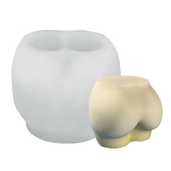 Stearinlys danner 3d røv 6 cm hvid