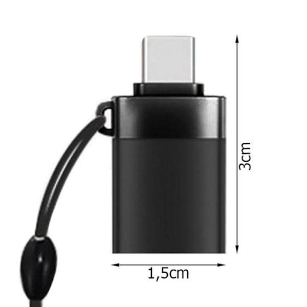 USB C hann til USB A hunn 3.0 OTG-adapter svart