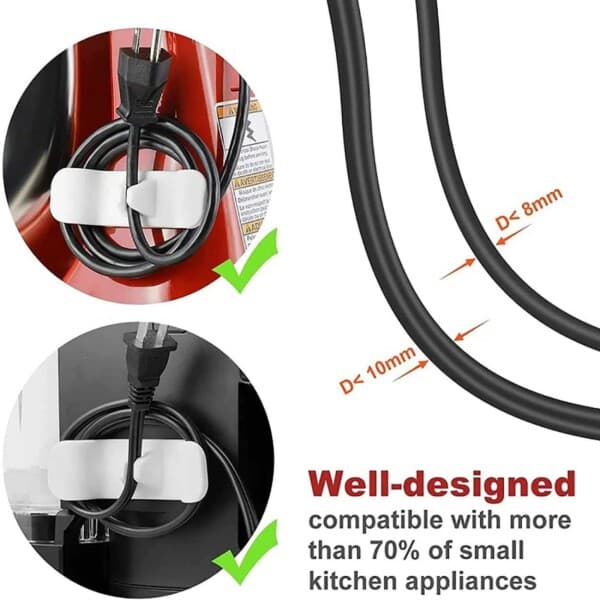 2-pack selvklebende kabelholder hvit grå flerfarget