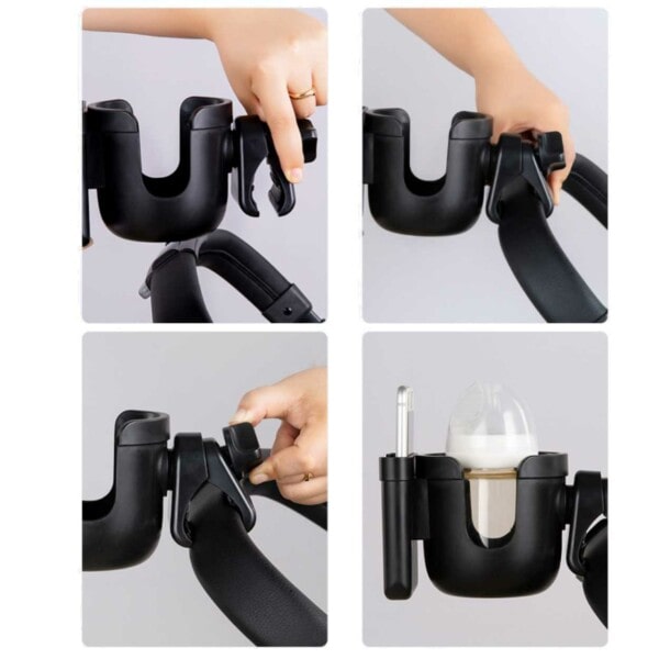 Barnevogninnehaver for mobil og flaske - Mobile Holder Bottle Holder barnevogn svart