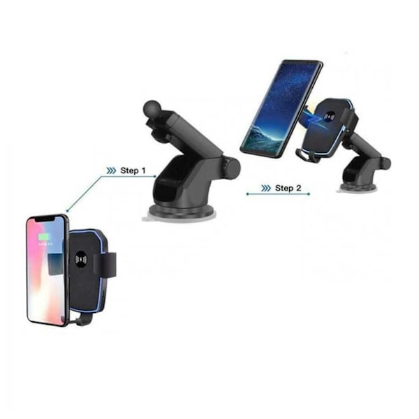 Trådløs mobillader med mobilholder for bil Qi Car Charger svart