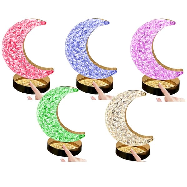 Oppladbar bordlampe Crystal Moon LED RGB gull