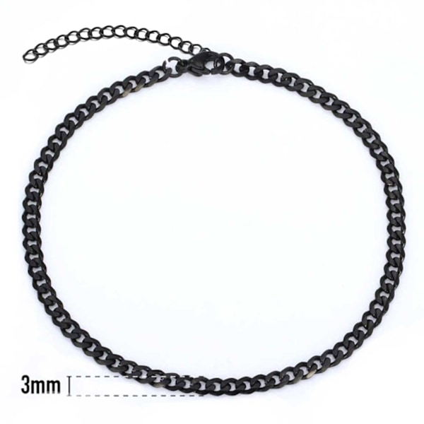 Justerbar Pansan Link Chain Armbånd Black Chain 3mm sort