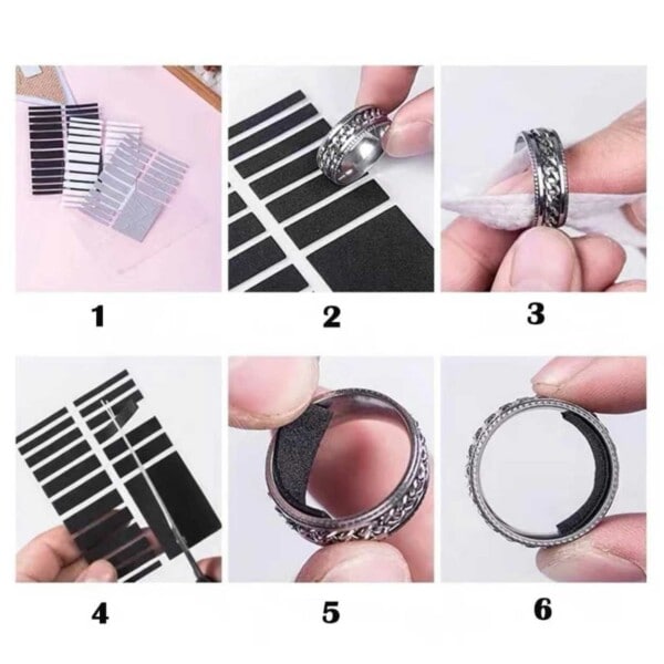 17-Pack Ring Adjuster - Reducer størrelsen på ringe, sort sort