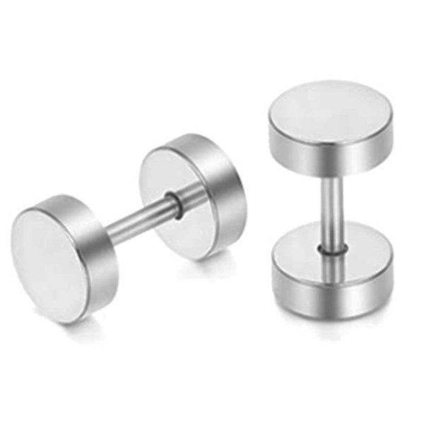 2-pack Fake Plug Fejk Töjning Örhänge Piercingsmycke Silver - 6mm silver