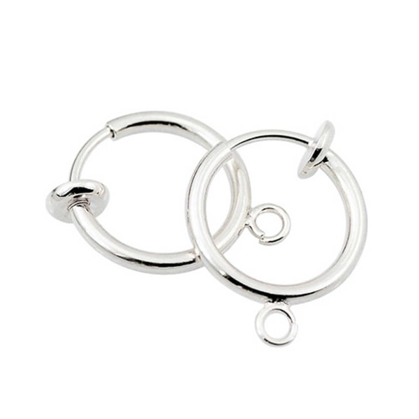 2-pack sølv clip-on øreringe falsk piercing til valgfri vedhæng sølv