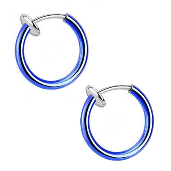 2-pakke blå falsk piercing uden hul næse ring septum læbe ring blå