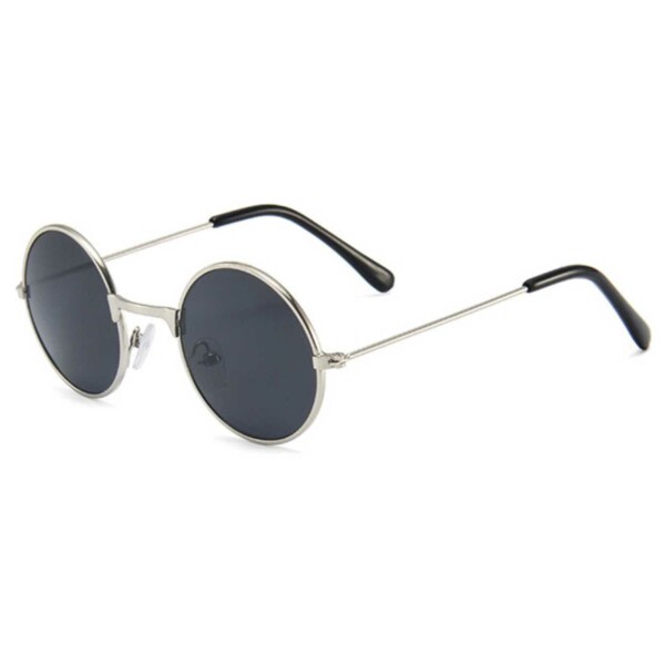 Små Solglasögon för Barn - Runda Barnsolglasögon - Silver Svart silver