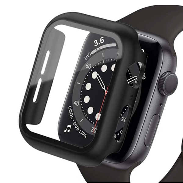 Case Apple Watch 7 45mm Skal med Tempererat Glas Svart svart